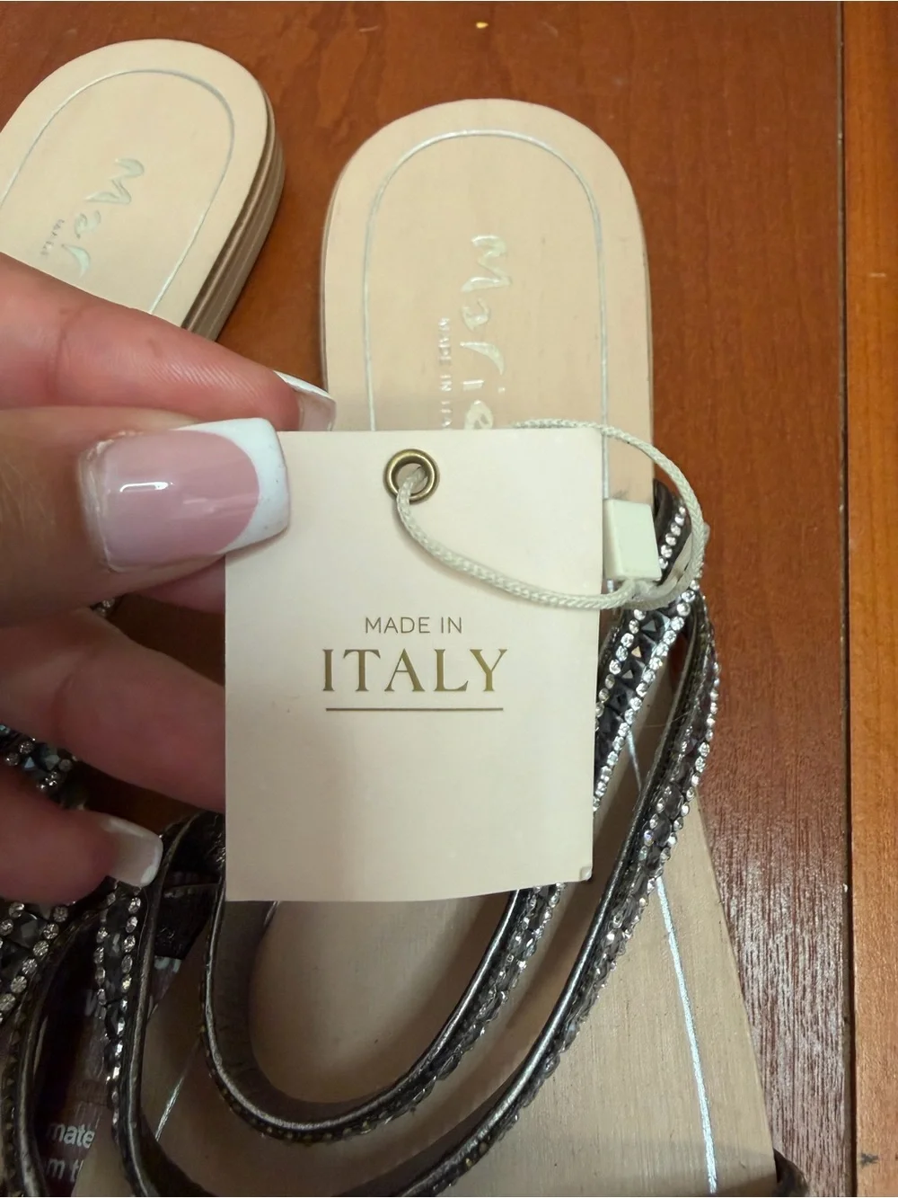Mariella Made in Italy Women’s Rhinestone Embellished Strappy Sandals. Size: 8